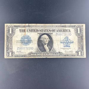1923 Silver Certificate Horse blanket Note 1 Dollar Bill - Blue Seal - 1923 One Dollar Silver Cert - Woods / White
